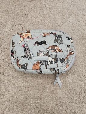 Vera Bradley Pale Gray Quilted Dog Print Pouch